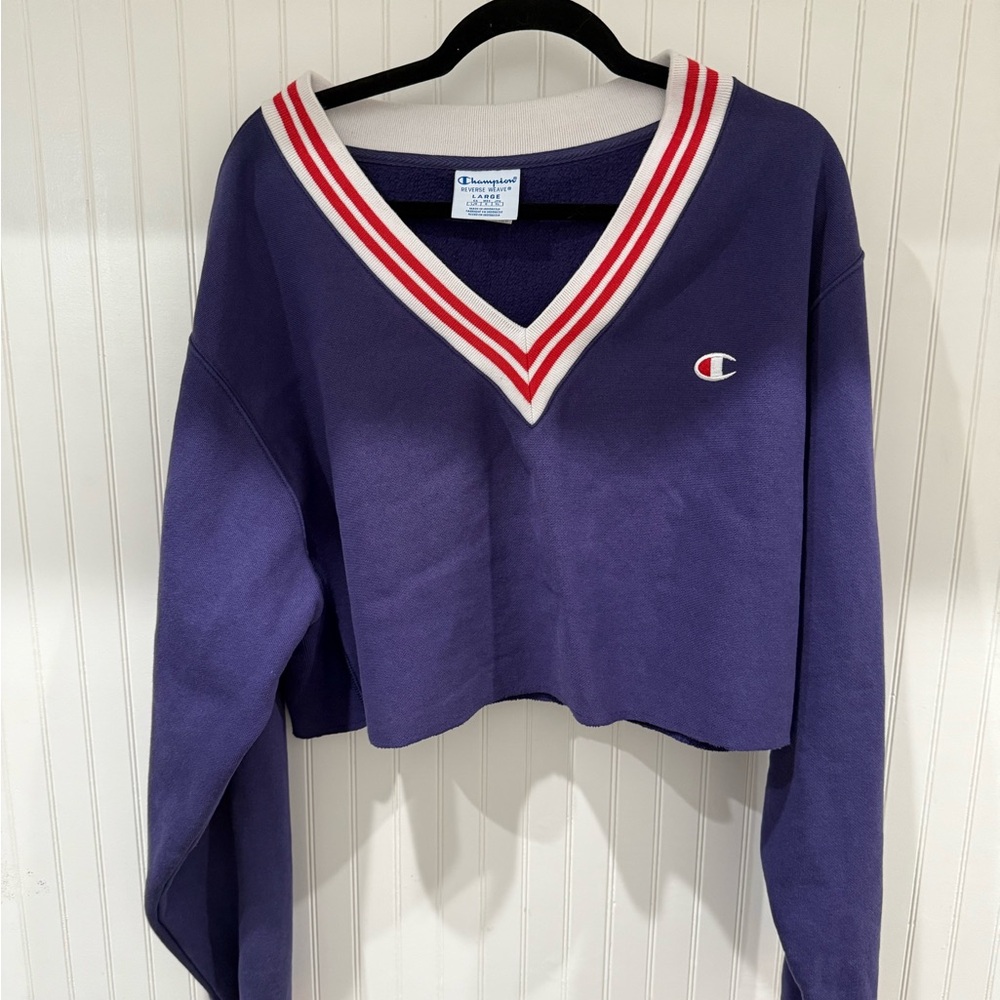 Champion Women's V-Neck Sweater in Purple and Red